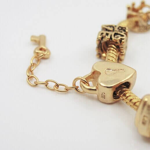 Free-Shipping-1Pcs-Fashion-925-Silver-Bead-Charm-European-Gold-Plated-Lock-Beads-Fit-Pandora-Bracelets
